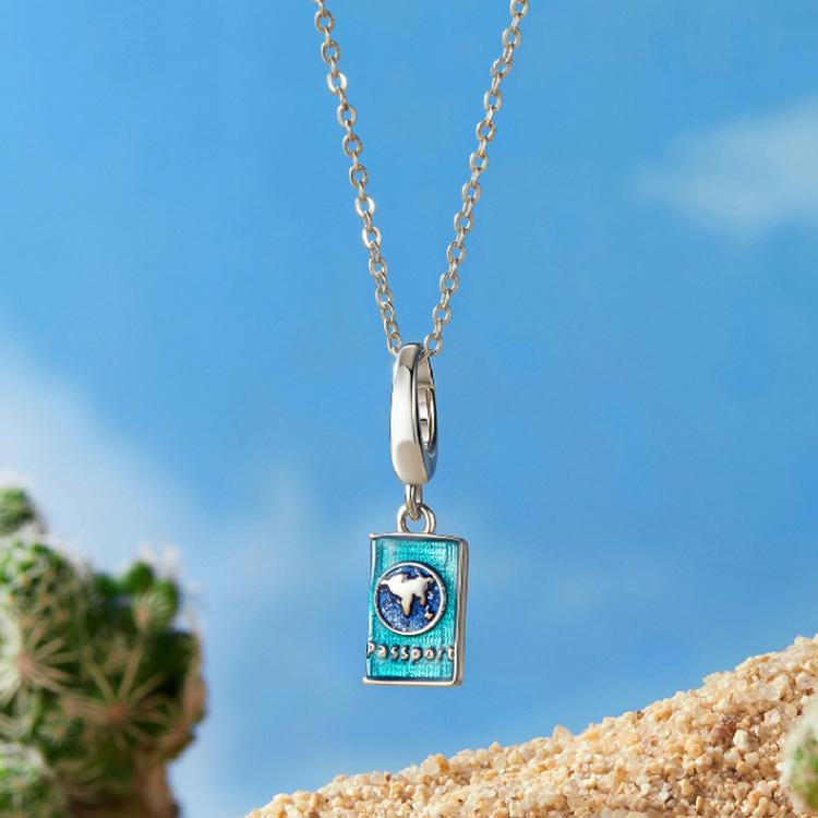 S925 Sterling Silver Travel Passport Pendant Buckle Openable Beads