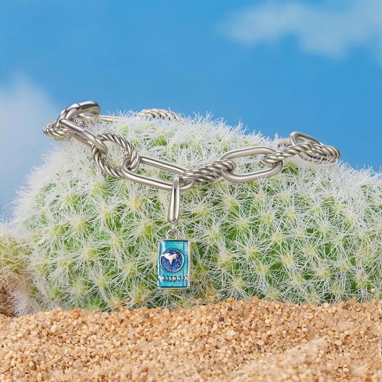 S925 Sterling Silver Travel Passport Pendant Buckle Openable Beads