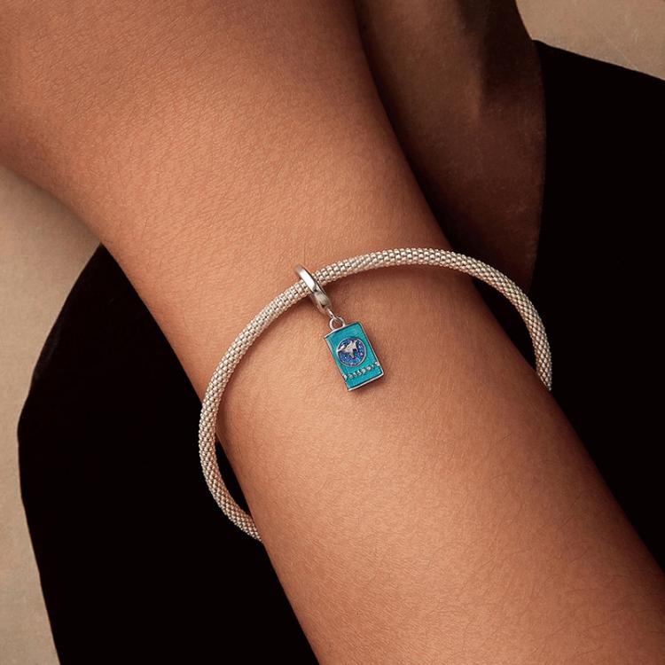 S925 Sterling Silver Travel Passport Pendant Buckle Openable Beads