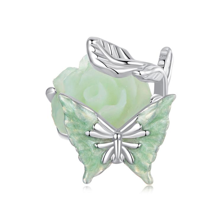 S925 Sterling Silver Rose Butterfly Beads Jewelry Animal Beads