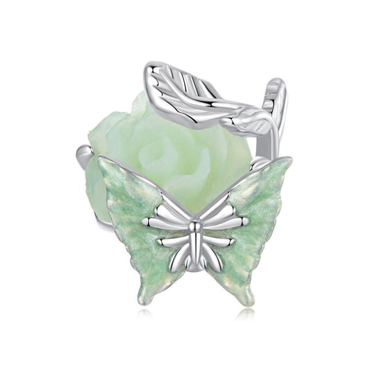 S925 Sterling Silver Rose Butterfly Beads Jewelry Animal Beads