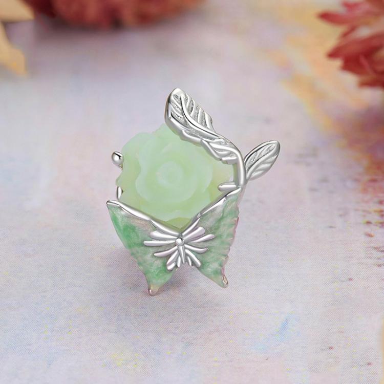 S925 Sterling Silver Rose Butterfly Beads Jewelry Animal Beads