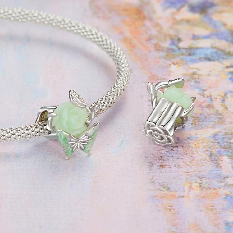 S925 Sterling Silver Rose Butterfly Beads Jewelry Animal Beads