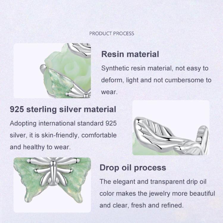 S925 Sterling Silver Rose Butterfly Beads Jewelry Animal Beads