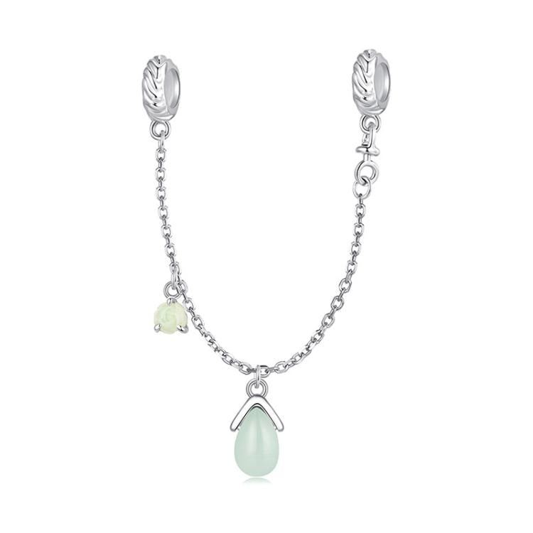 S925 Sterling Silver Water Drop Stone Safety Chain Bracelet Bead Accessories