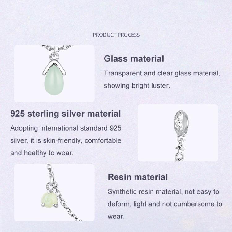 S925 Sterling Silver Water Drop Stone Safety Chain Bracelet Bead Accessories