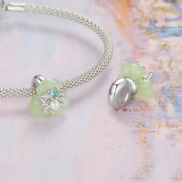 S925 Sterling Silver Flower Pearl Silicone Spacer Beads Jewelry Bead Accessories