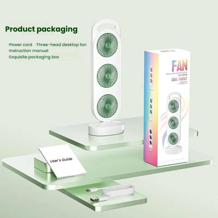 Simple Triple Turbine Design Fan Large Wind Desktop USB Charging Portable Home Outdoor Dormitory Fan