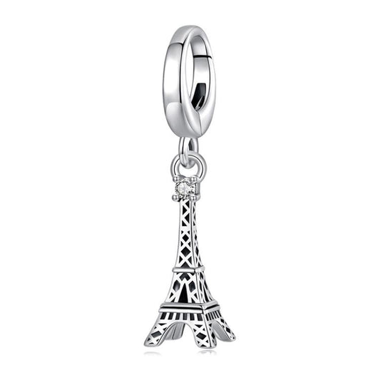 S925 Sterling Silver Eiffel Tower Pendant Jewelry Beads