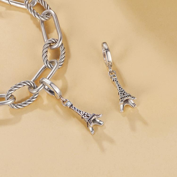 S925 Sterling Silver Eiffel Tower Pendant Jewelry Beads