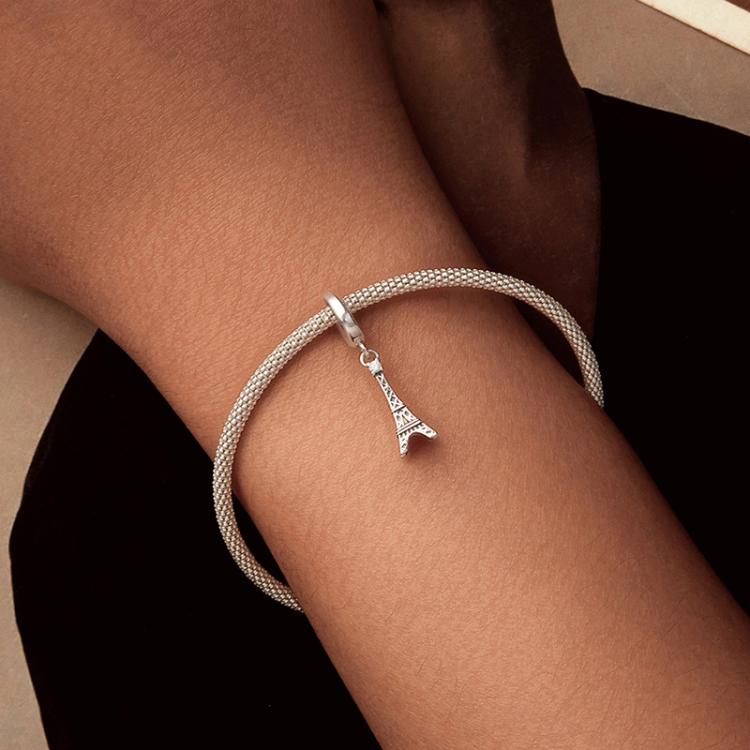 S925 Sterling Silver Eiffel Tower Pendant Jewelry Beads