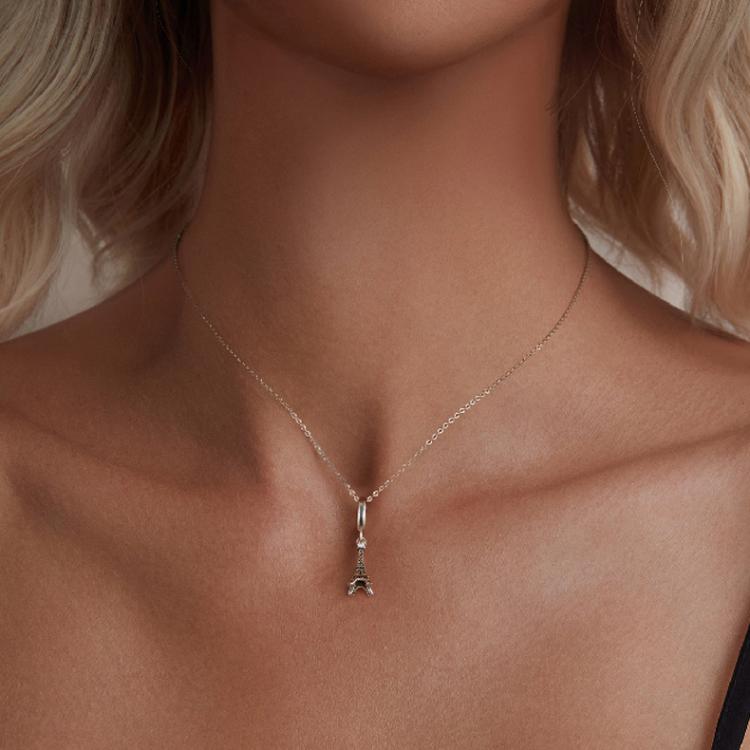 S925 Sterling Silver Eiffel Tower Pendant Jewelry Beads