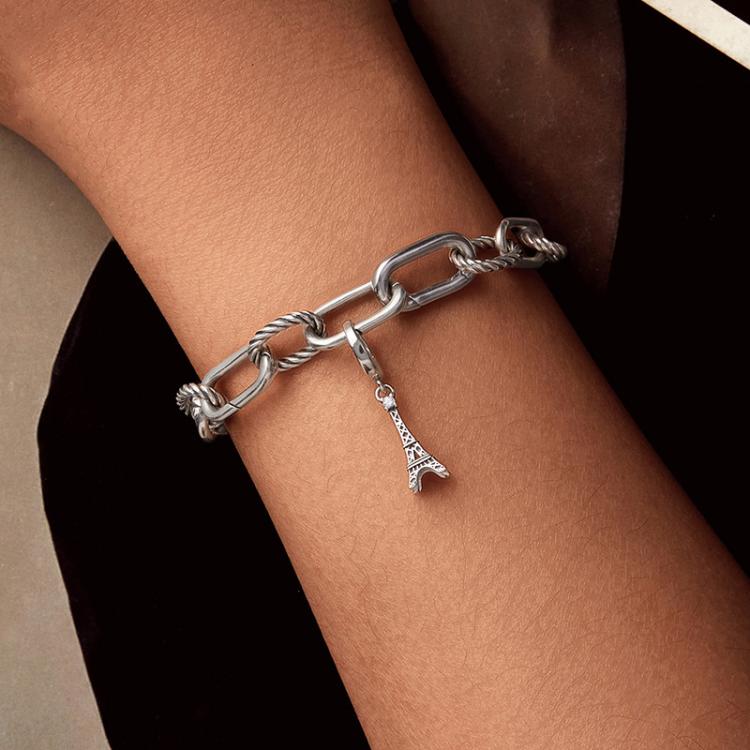 S925 Sterling Silver Eiffel Tower Pendant Jewelry Beads