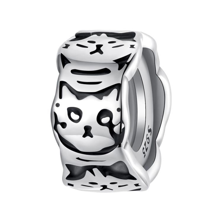 S925 Sterling Silver Platinum-Plated Cute Cat Silicone Spacer Beads Jewelry Beads