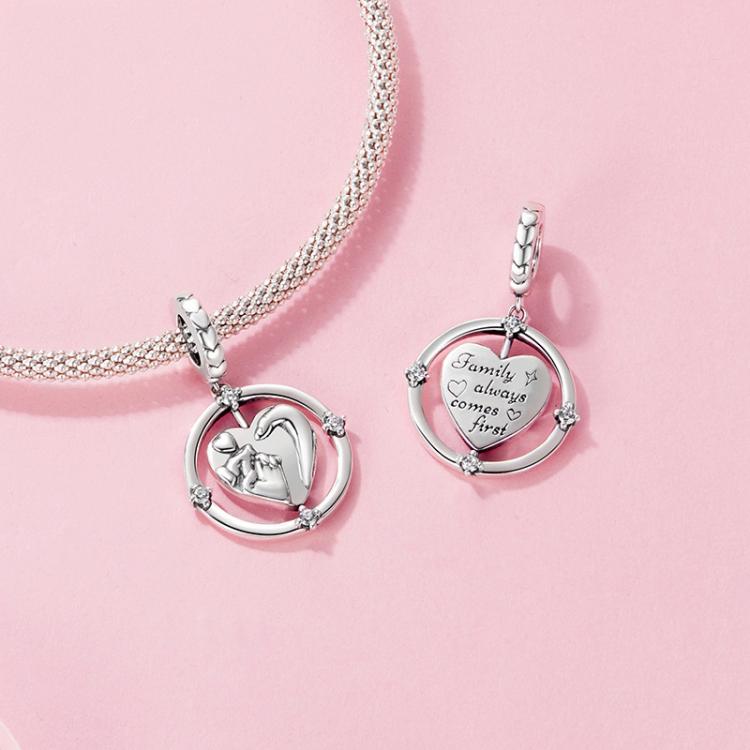 S925 Sterling Silver Warm Family Bracelet Beads Mother Day Pendant