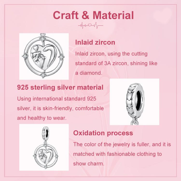 S925 Sterling Silver Warm Family Bracelet Beads Mother Day Pendant