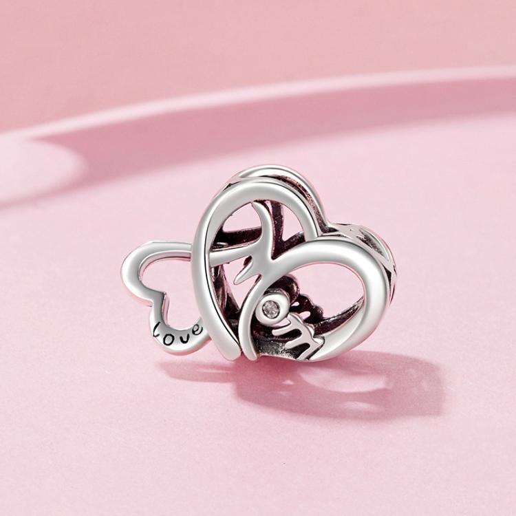S925 Sterling Silver Mother Day Heart Shape Bracelet Beads
