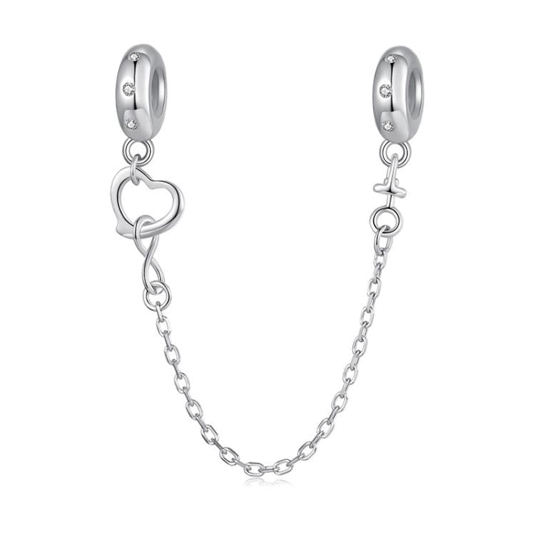S925 Sterling Silver Love Safety Chain Bracelet Heart-shaped Accessories
