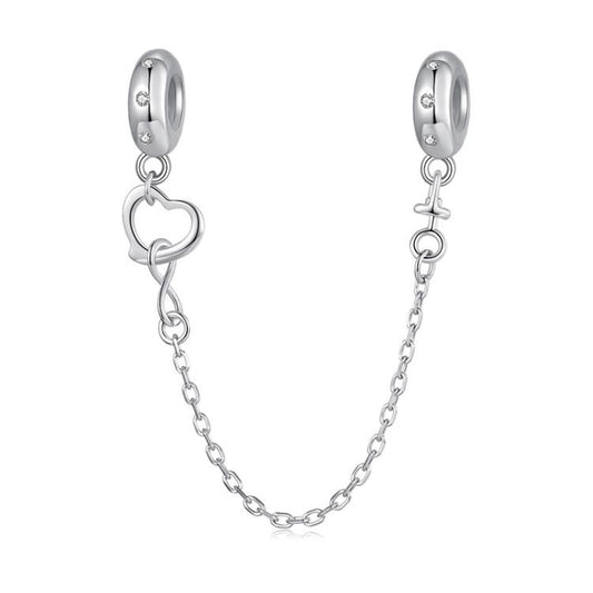 S925 Sterling Silver Love Safety Chain Bracelet Heart-shaped Accessories
