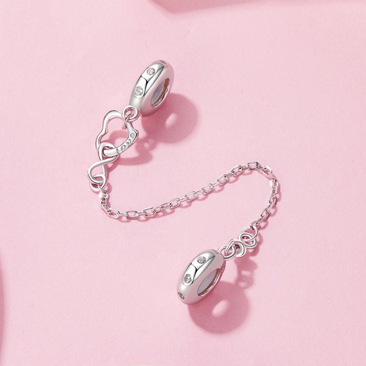 S925 Sterling Silver Love Safety Chain Bracelet Heart-shaped Accessories