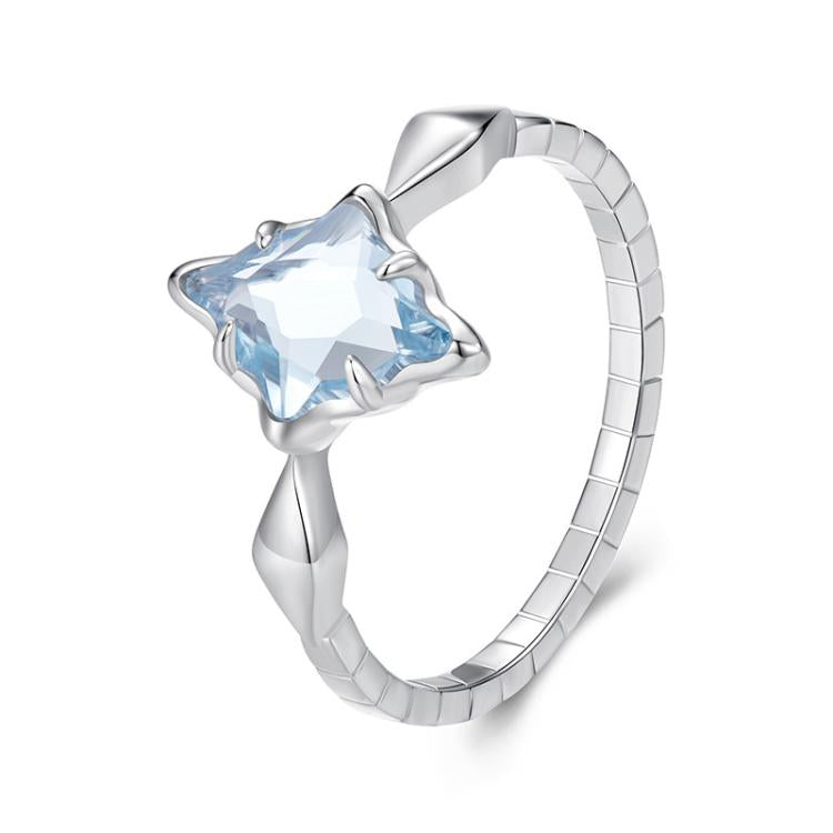 S925 Sterling Silver Platinum Starburst Diamond Ring