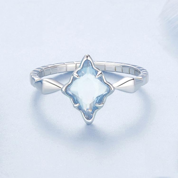 S925 Sterling Silver Platinum Starburst Diamond Ring