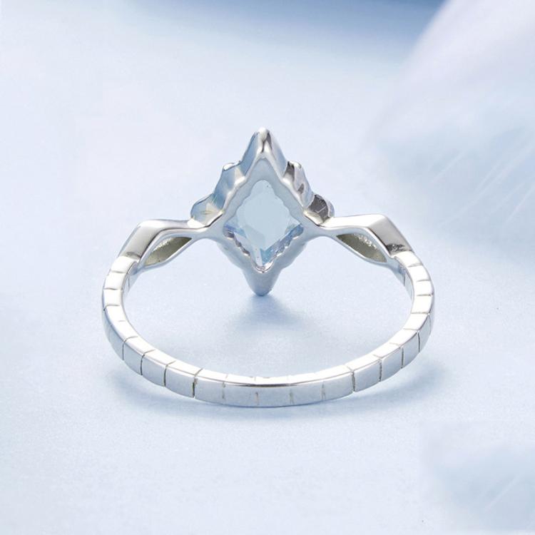 S925 Sterling Silver Platinum Starburst Diamond Ring