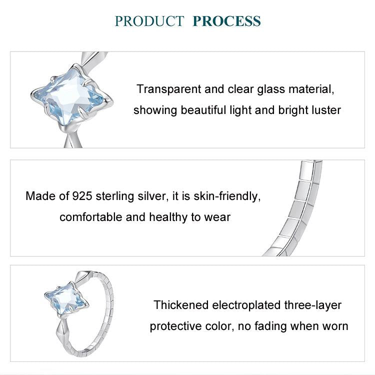 S925 Sterling Silver Platinum Starburst Diamond Ring