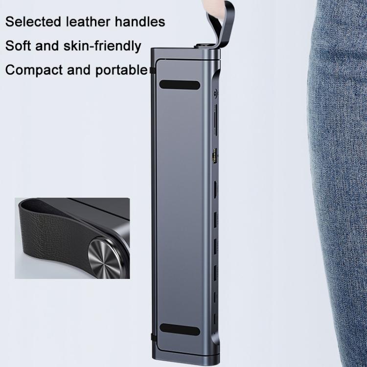9 In 1 Hub Computer Stand Aluminum Alloy Folding PD Fast Charging With LAN Docking Station Laptop Bracket