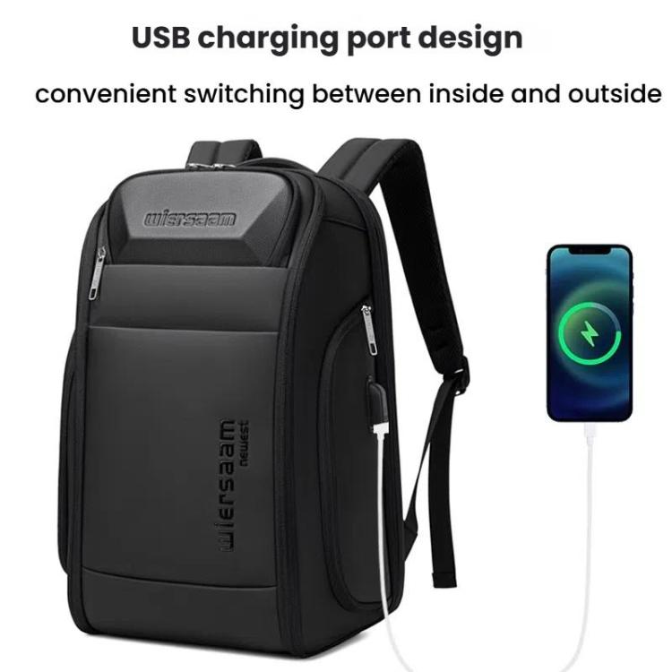 Wiersaam Men Waterproof Anti-Theft Business Backpack Travel Laptop Bag With USB Charging Port & Password Lock, Large, Middle, Small