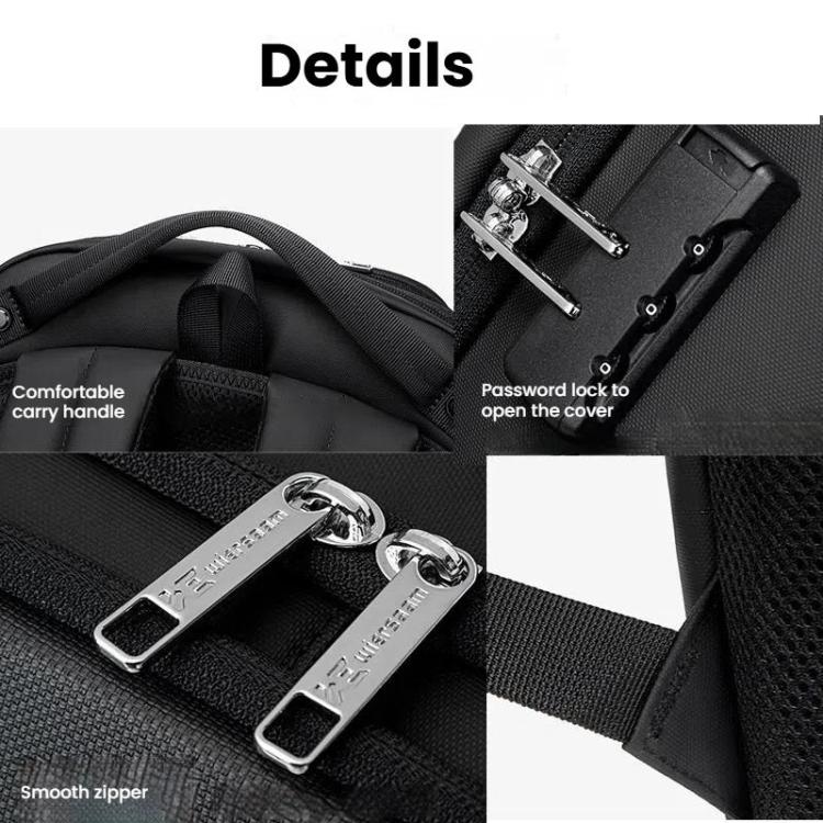 Wiersaam Men Waterproof Anti-Theft Business Backpack Travel Laptop Bag With USB Charging Port & Password Lock, Large, Middle, Small