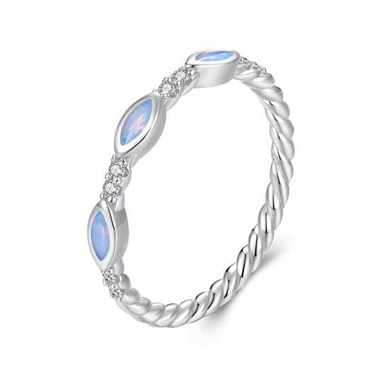 S925 Sterling Silver Platinum-Plated Zircon Nano Opal Ring