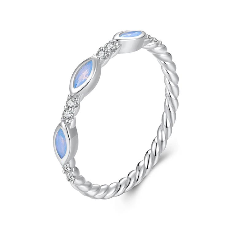 S925 Sterling Silver Platinum-Plated Zircon Nano Opal Ring