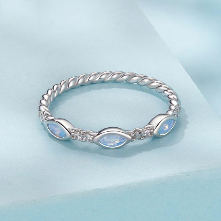 S925 Sterling Silver Platinum-Plated Zircon Nano Opal Ring