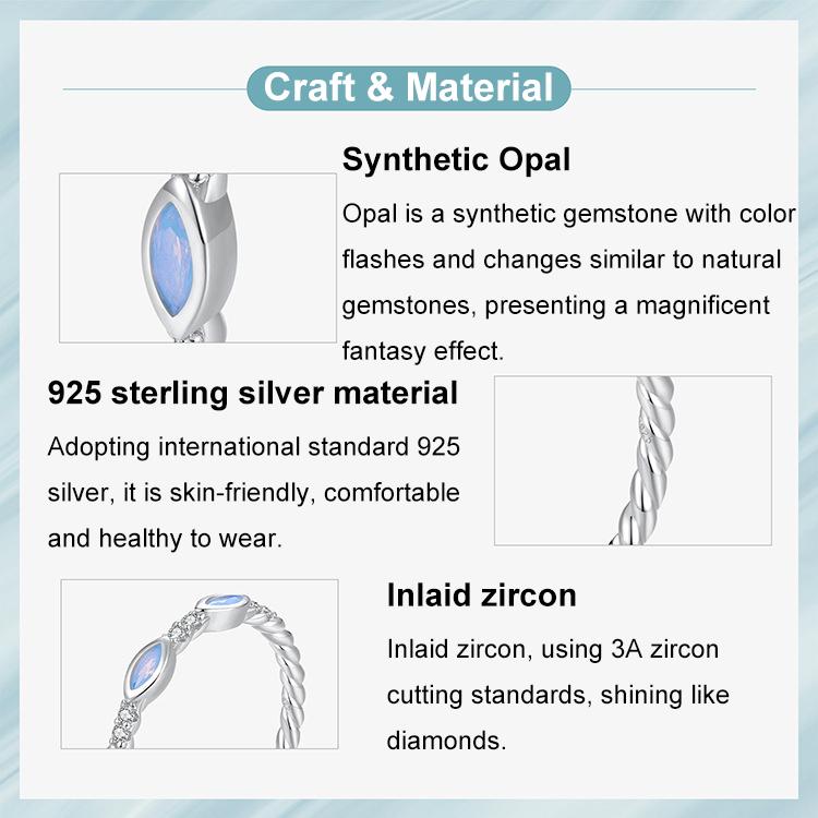 S925 Sterling Silver Platinum-Plated Zircon Nano Opal Ring