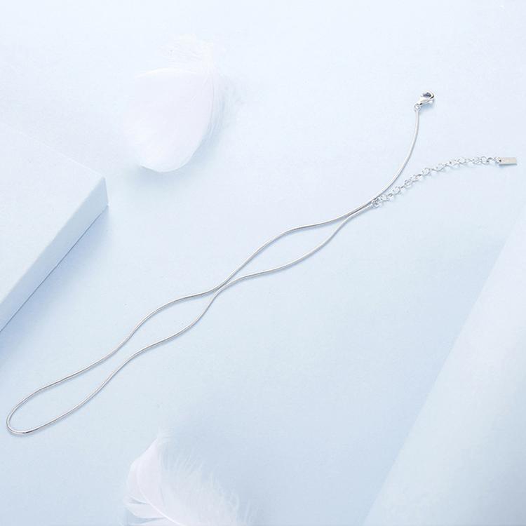 S925 Sterling Silver Platinum-Plated Snake Bone Basic Necklace