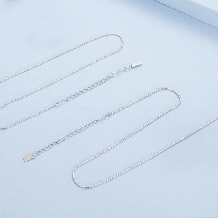 S925 Sterling Silver Platinum-Plated Snake Bone Basic Necklace