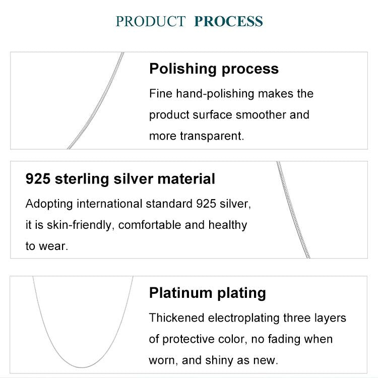 S925 Sterling Silver Platinum-Plated Snake Bone Basic Necklace