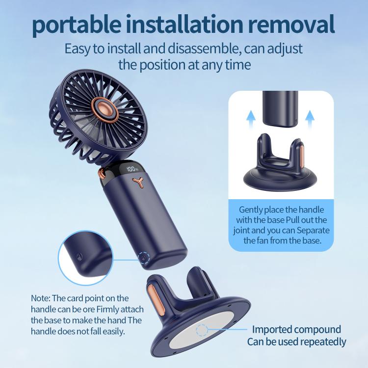 360-Degree Rotation Foldable Handheld Desk Fan Wall Mounted Rechargeable Portable Mini Fan