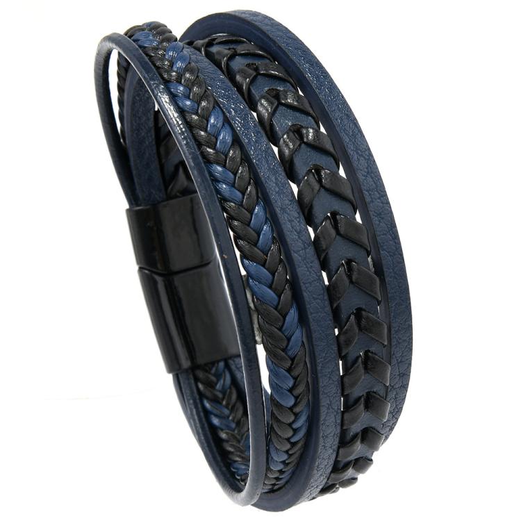 Stylish Minimalist Handmade Braided Leather Bracelet for Men with Magnetic Clasp Closure