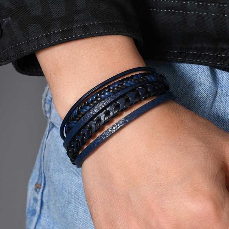 Stylish Minimalist Handmade Braided Leather Bracelet for Men with Magnetic Clasp Closure