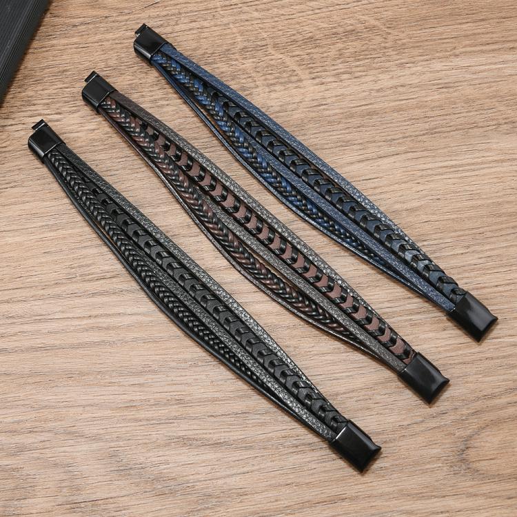 Stylish Minimalist Handmade Braided Leather Bracelet for Men with Magnetic Clasp Closure