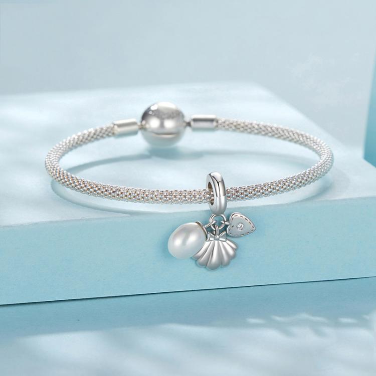 S925 Sterling Silver Pearl Shell Three-in-one Bracelet Beaded Pendant
