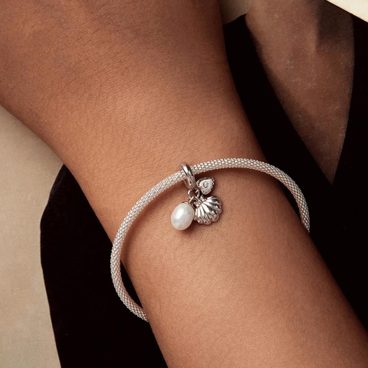 S925 Sterling Silver Pearl Shell Three-in-one Bracelet Beaded Pendant