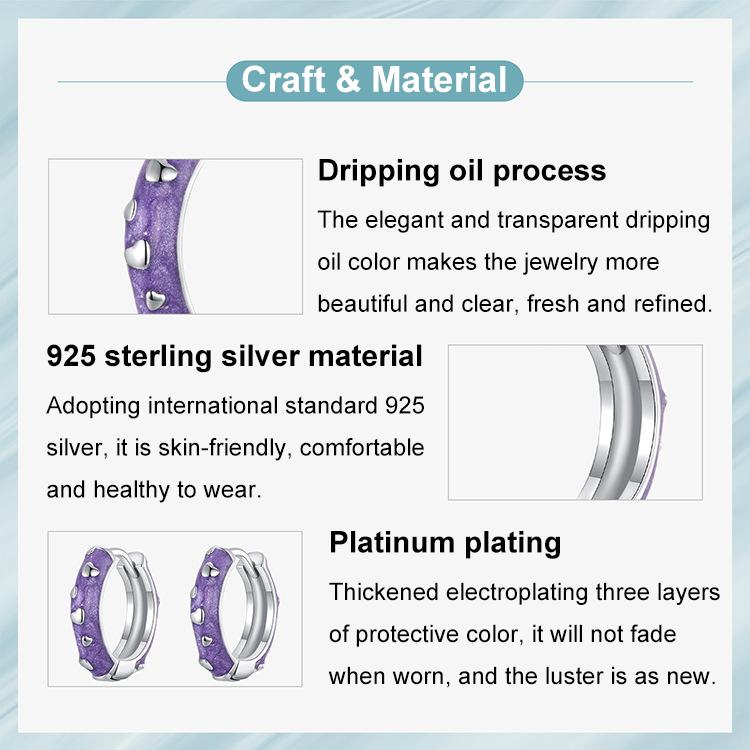 S925 Sterling Silver Platinum-Plated Dripping Heart Earrings