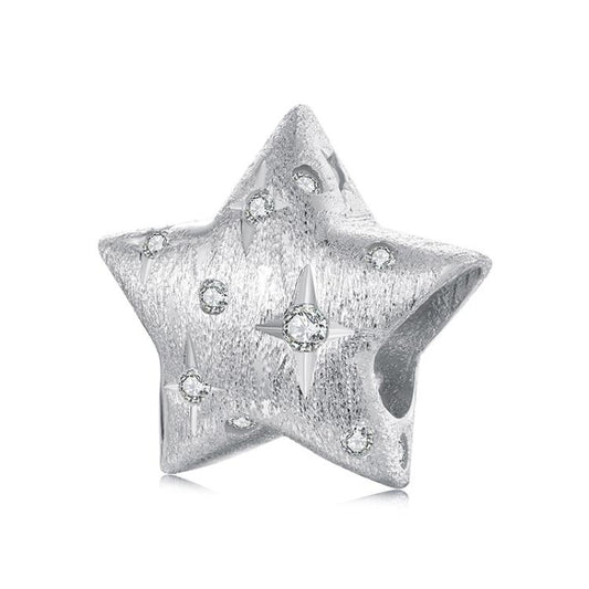 S925 Sterling Silver Platinum-Plated Five-Pointed Star Beads