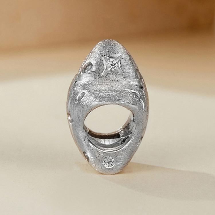 S925 Sterling Silver Platinum-Plated Five-Pointed Star Beads