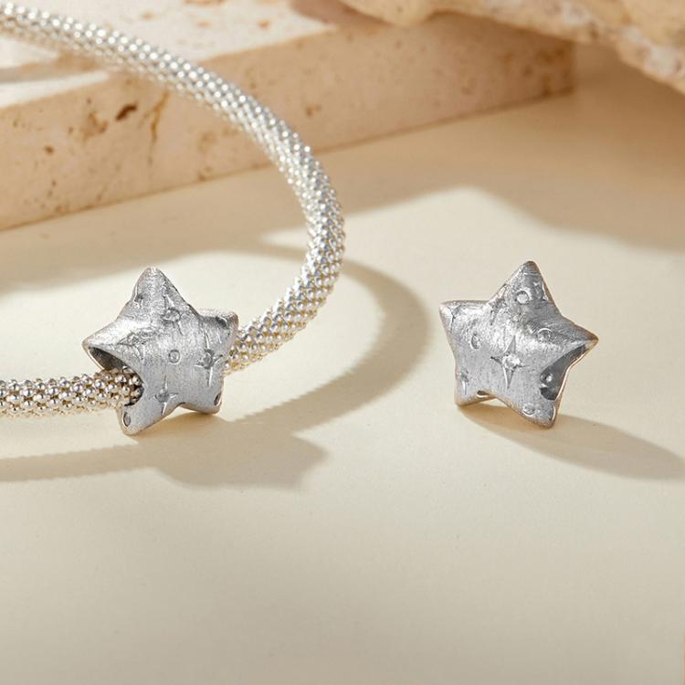 S925 Sterling Silver Platinum-Plated Five-Pointed Star Beads