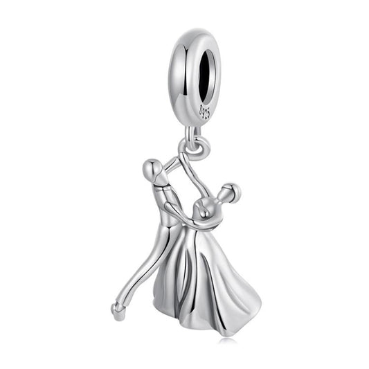 S925 Sterling Silver Oxidized Couple Dancing Pendant