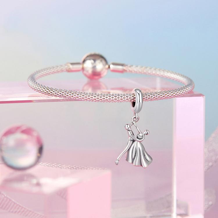 S925 Sterling Silver Oxidized Couple Dancing Pendant